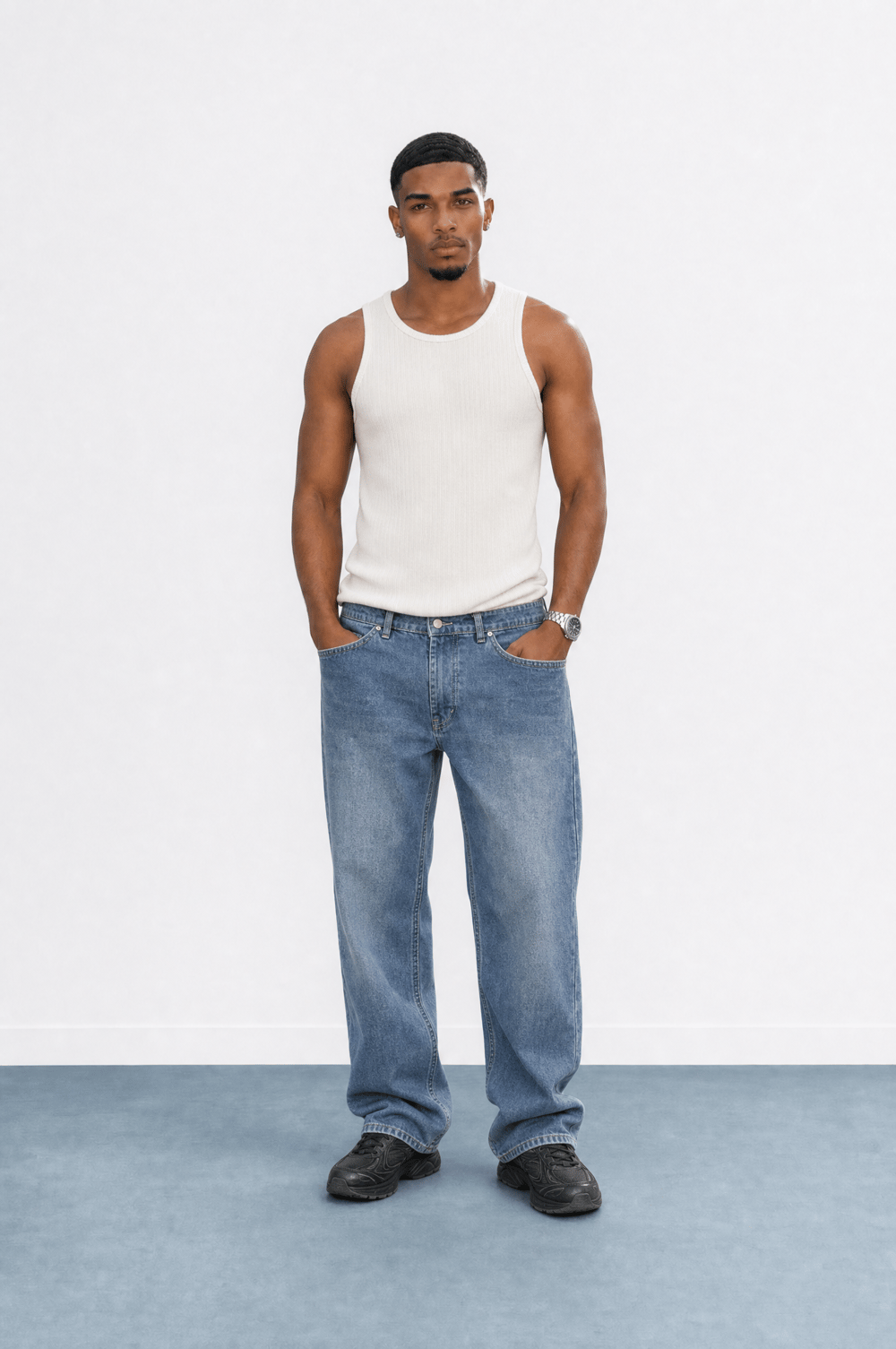 Erkek Washed Baggy Pantolon A.Mavi
