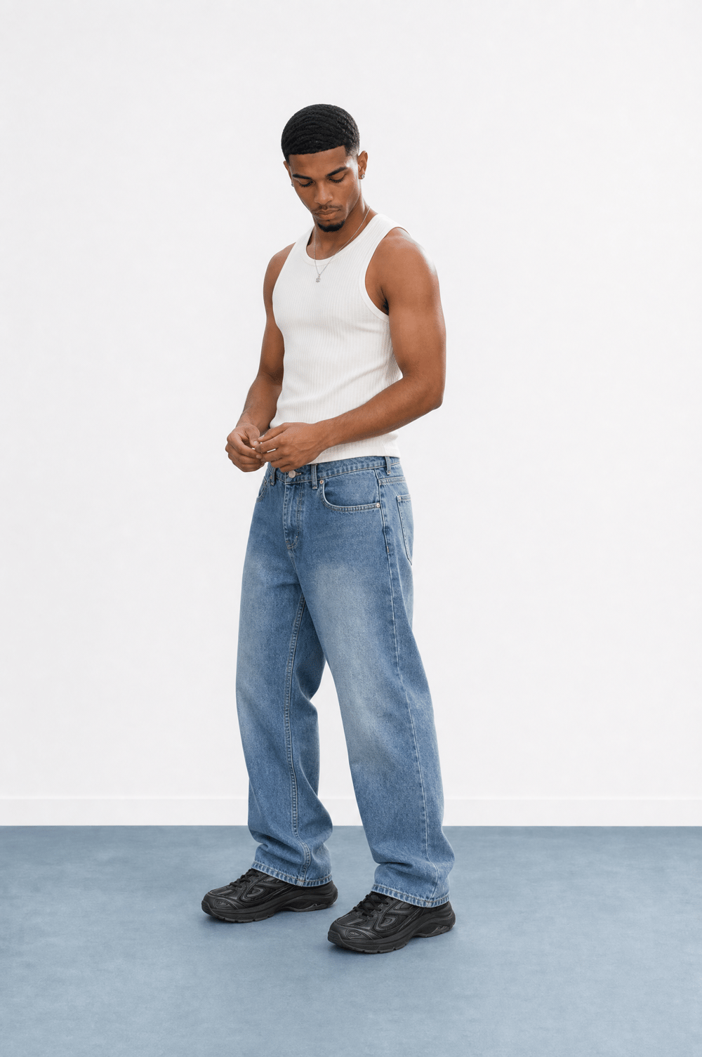 Erkek Washed Baggy Pantolon A.Mavi