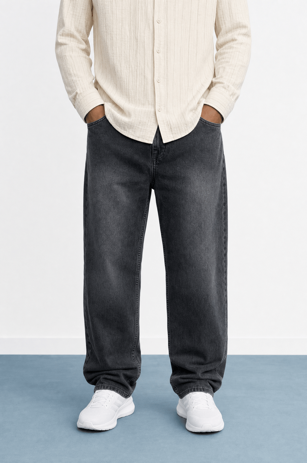 Erkek Washed Baggy Pantolon Antrasit