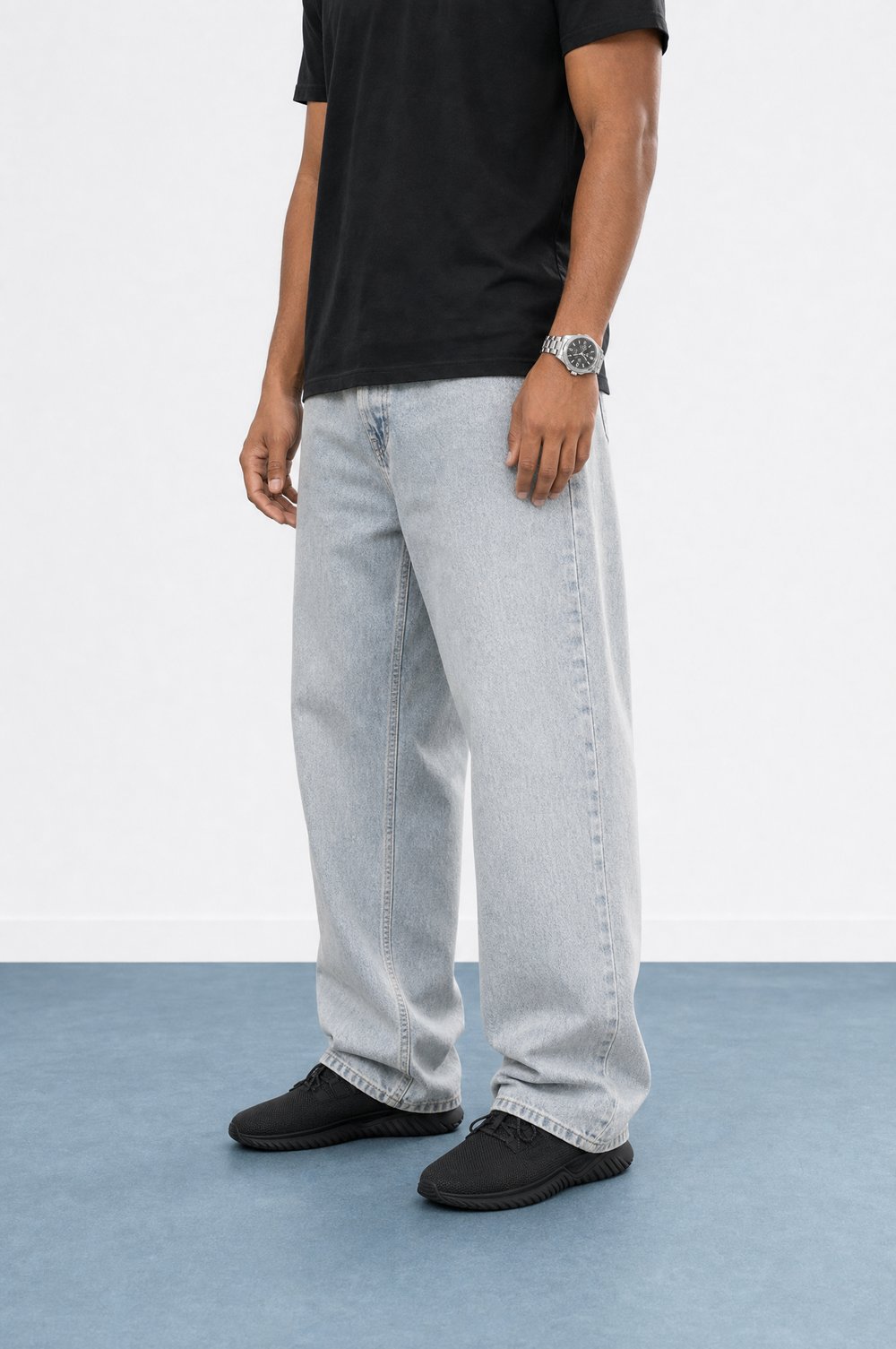 Erkek Washed Baggy Pantolon Buz Mavi