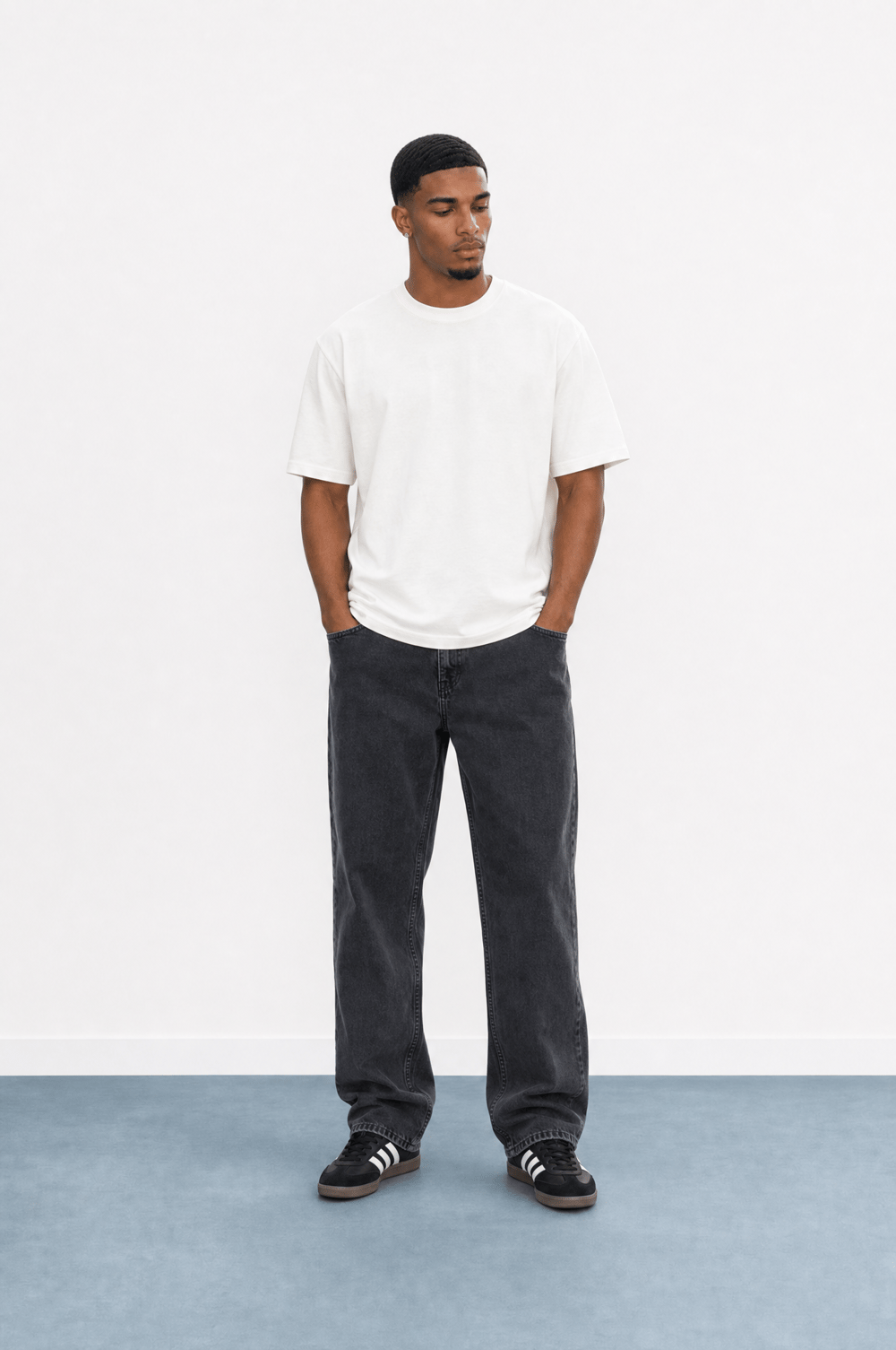Erkek Washed Baggy Pantolon Siyah