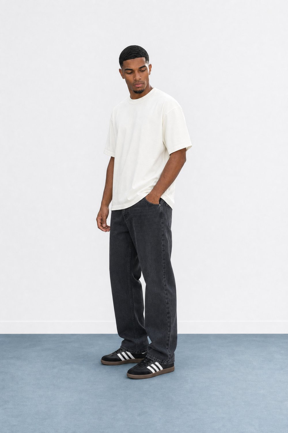 Erkek Washed Baggy Pantolon Siyah