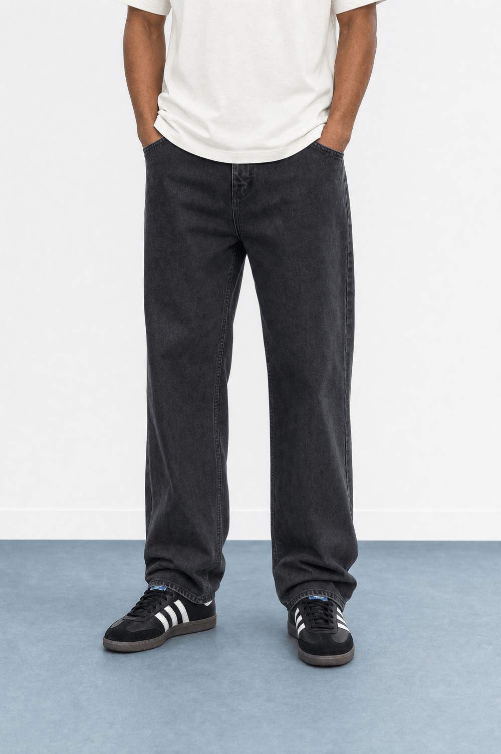 Erkek Washed Baggy Pantolon Siyah