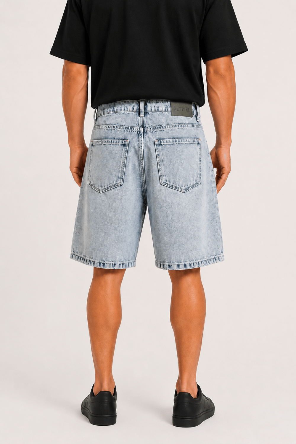 Erkek Washed Jean Şort Açık Mavi