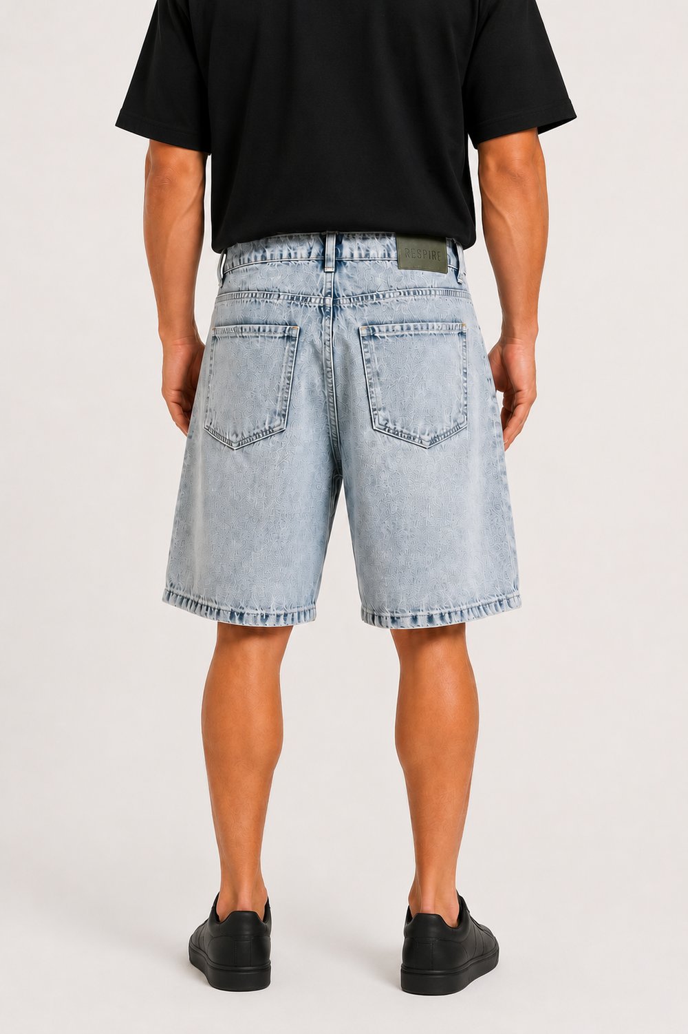 Erkek Washed Jean Şort Açık Mavi