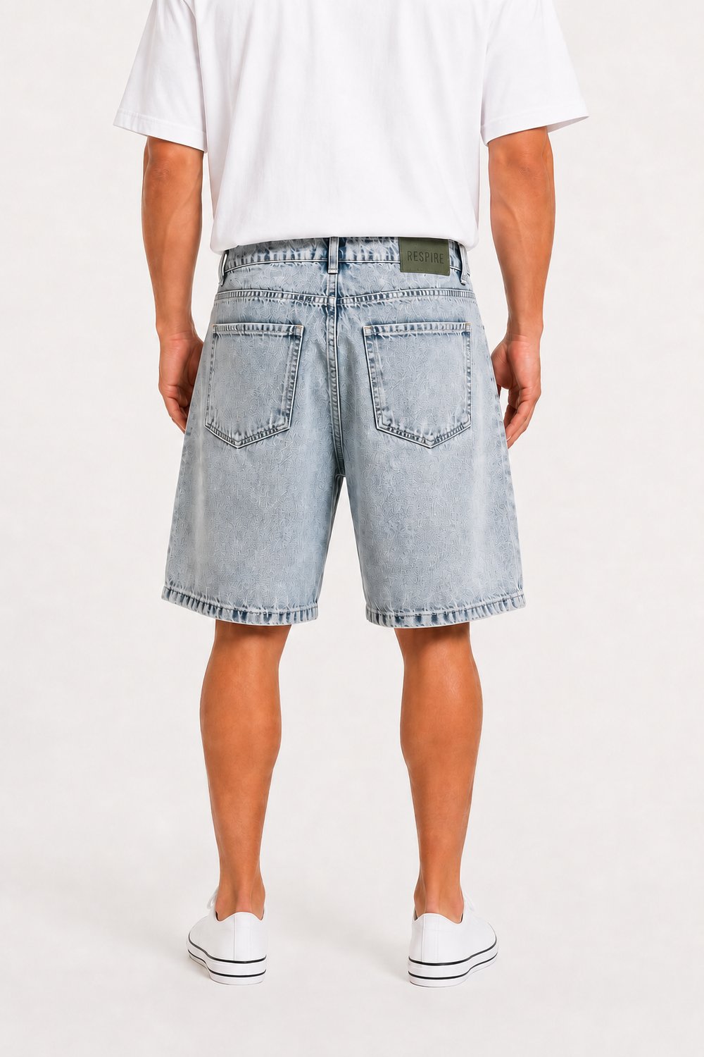 Erkek Washed Jean Şort Koyu Mavi