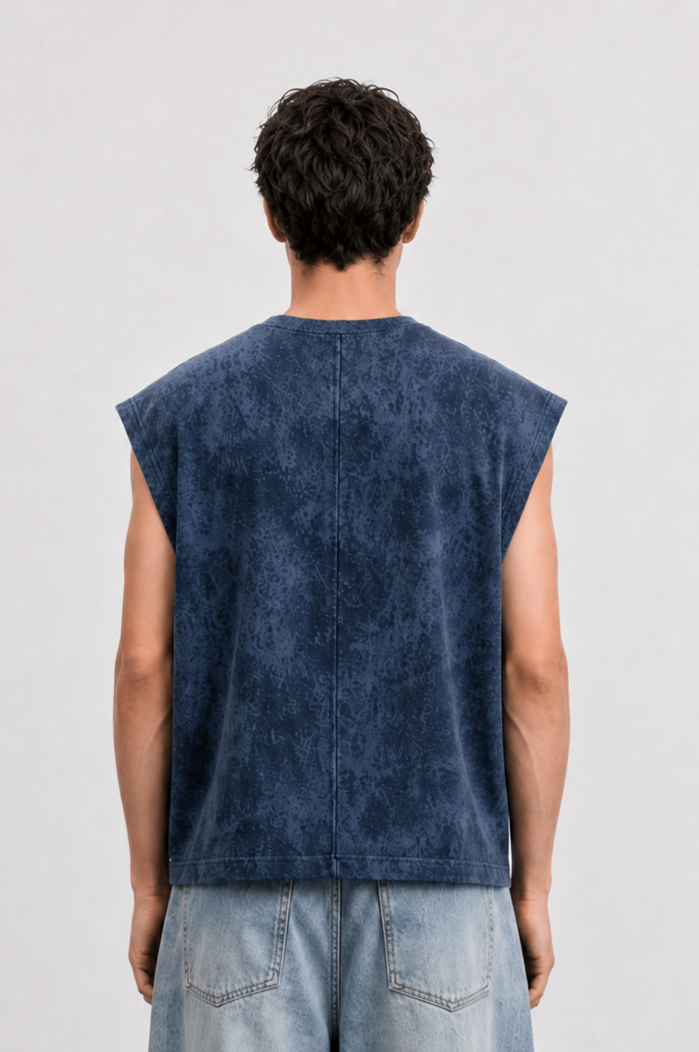 Erkek Yıkamalı Tank Top Atlet Lacivert