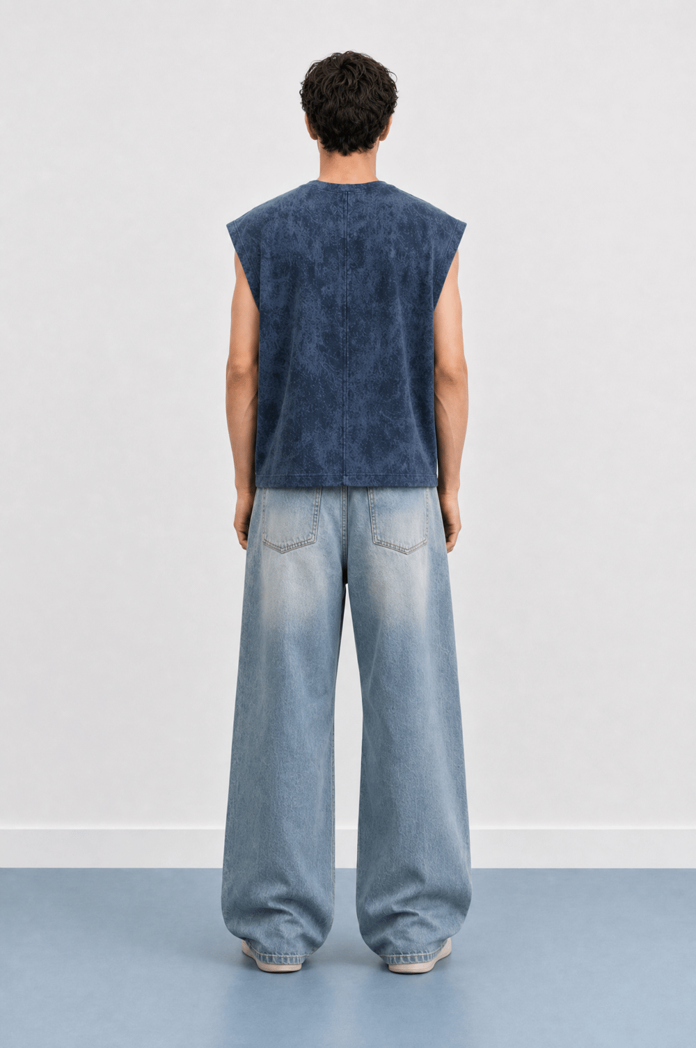 Erkek Yıkamalı Tank Top Atlet Lacivert