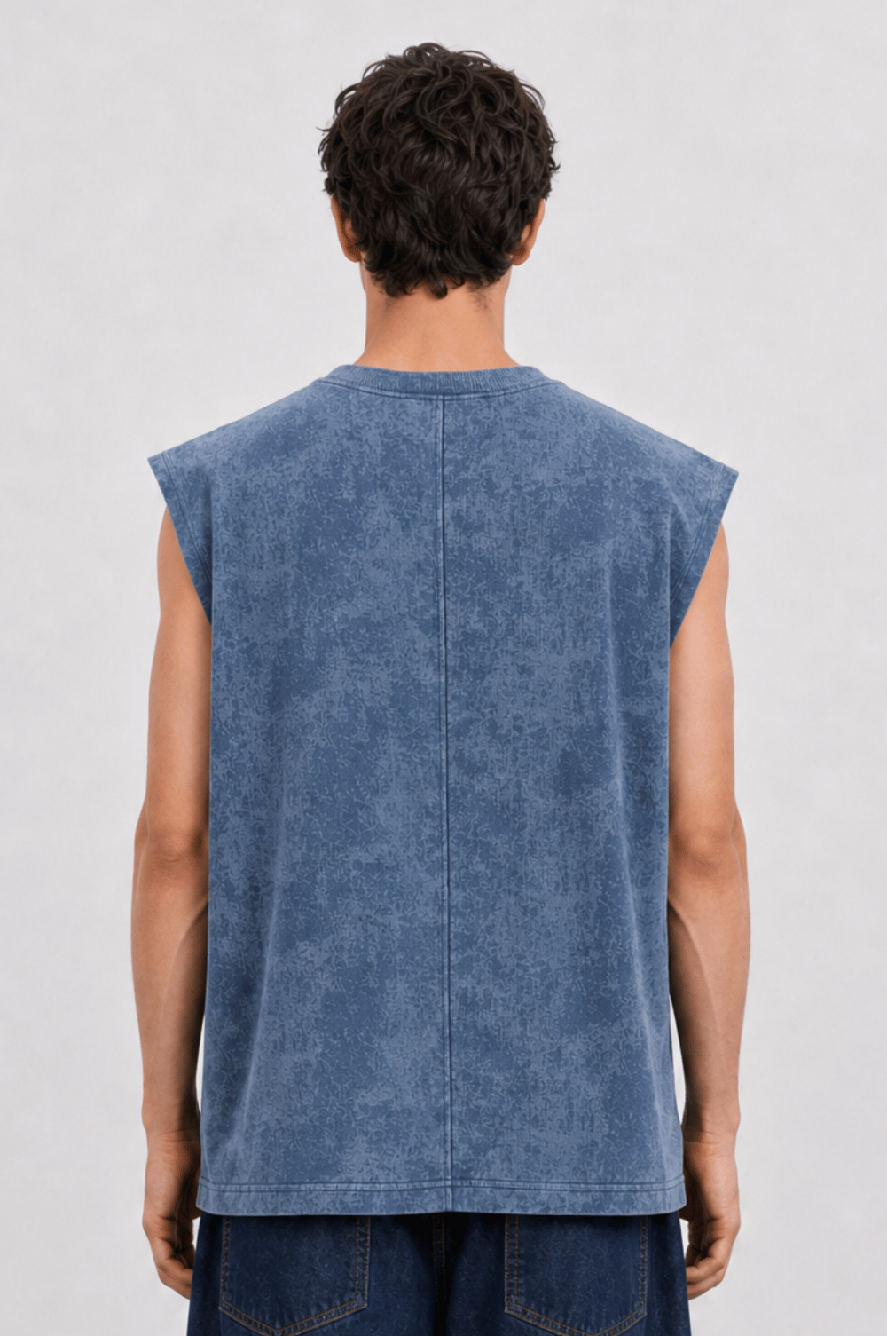 Erkek Yıkamalı Tank Top Atlet Petrol