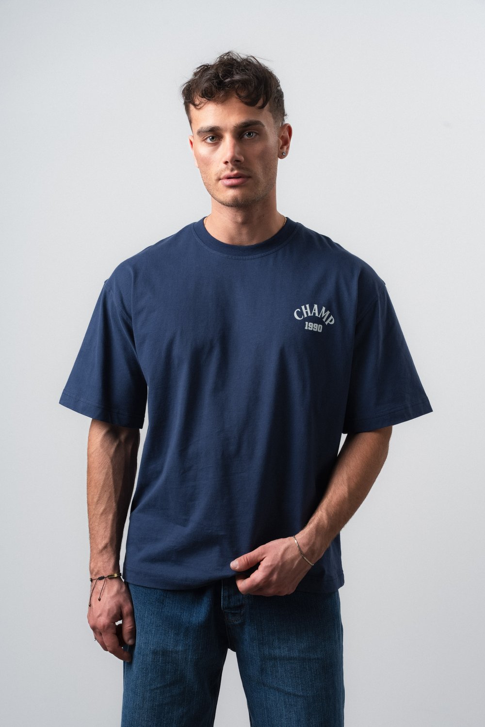 Erkek Zidane Baskılı Oversize T-Shirt Lacivert