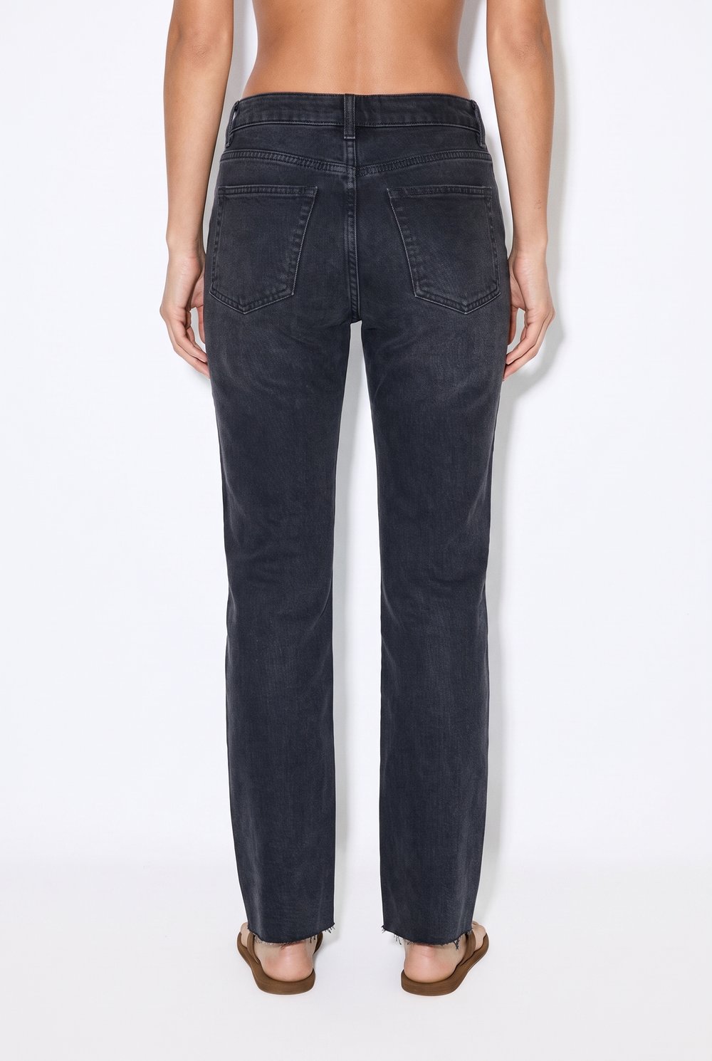 Kadın D96 Straight Crop Jean Siyah