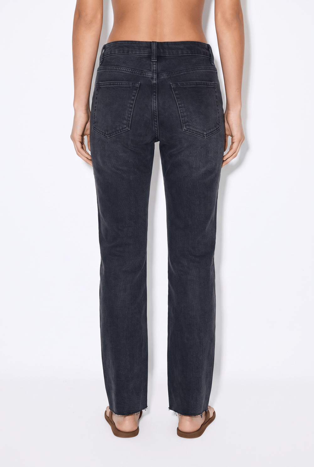 Kadın D96 Straight Crop Jean Siyah