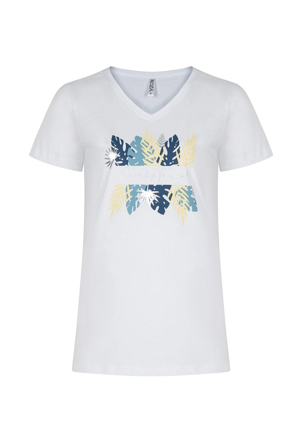 Kadın Beyaz Yaprak Baskılı T-shirt  21102