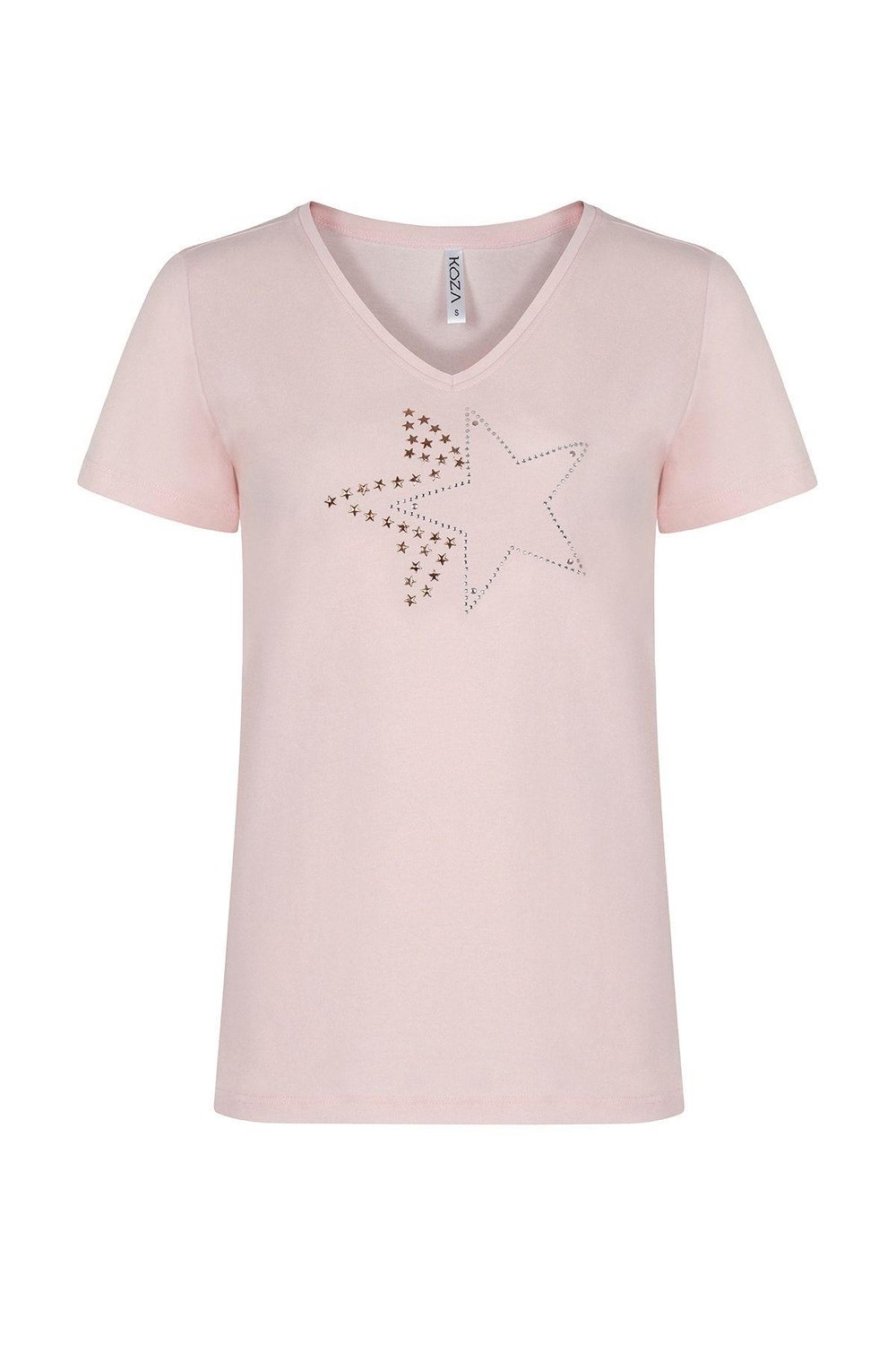 Kadın Pudra Pembe Yıldız Baskılı T-shirt 21085