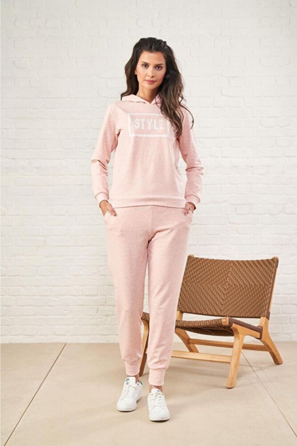 Kadın Style Baskılı Kapüşonlu Eşofman Takım 22455