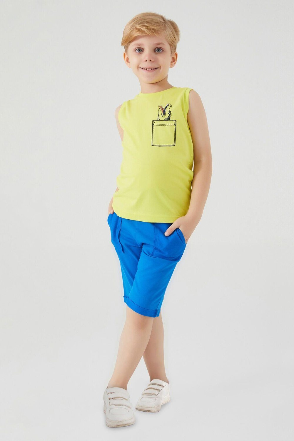 Rolypoly Crocodile Pattern Yeşil Erkek Çocuk Bermuda Takım