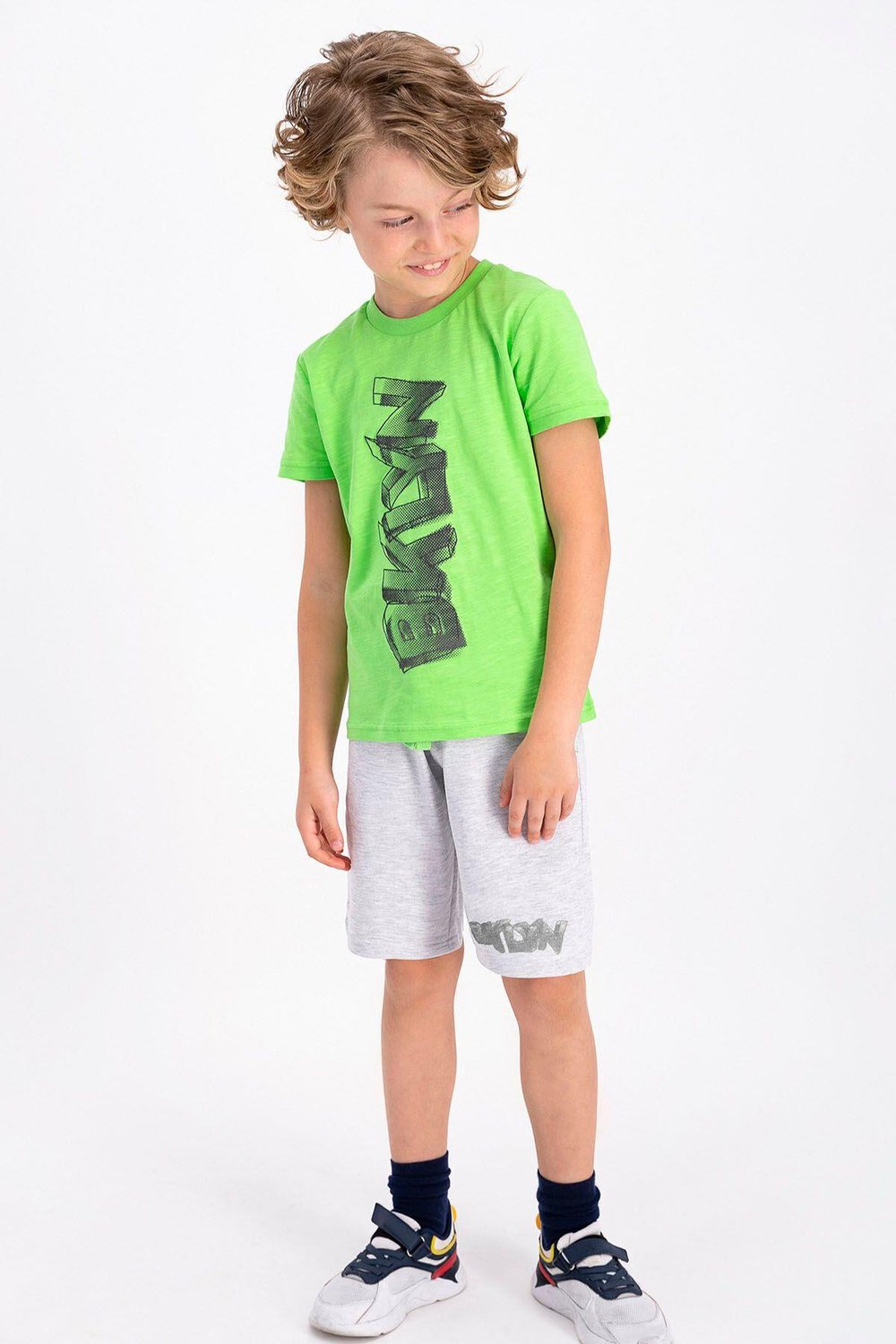 Rolypoly Lime Yeşili Genç Erkek Çocuk Bermuda Takım