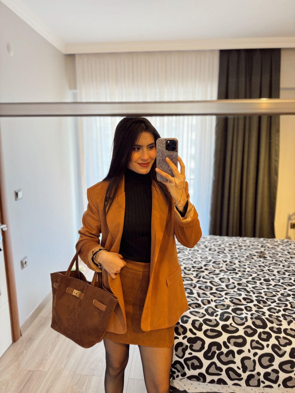 Taba Süet Blazer Ceke