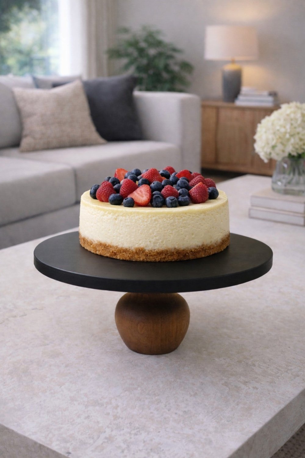 30 cm Mdf Siyah Tabak Nar Model Ahşap Ayaklı Pasta Sunum Tabağı
