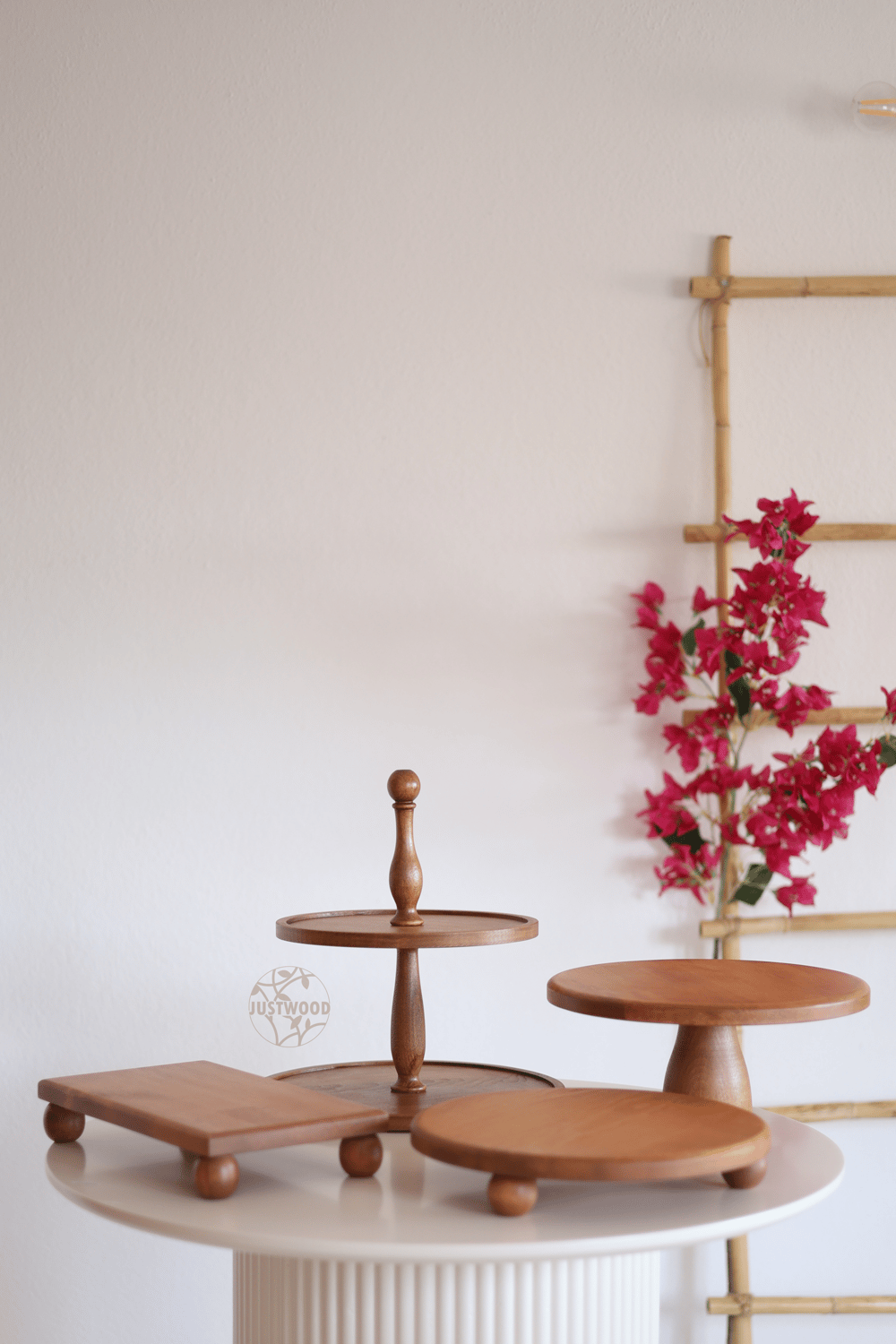 4lü Ahşap Pasta Sunum 29 Cm Lucca Pastalık, 29 Cm Risus, 17x30 Risus,2 Katlı Kek Standı