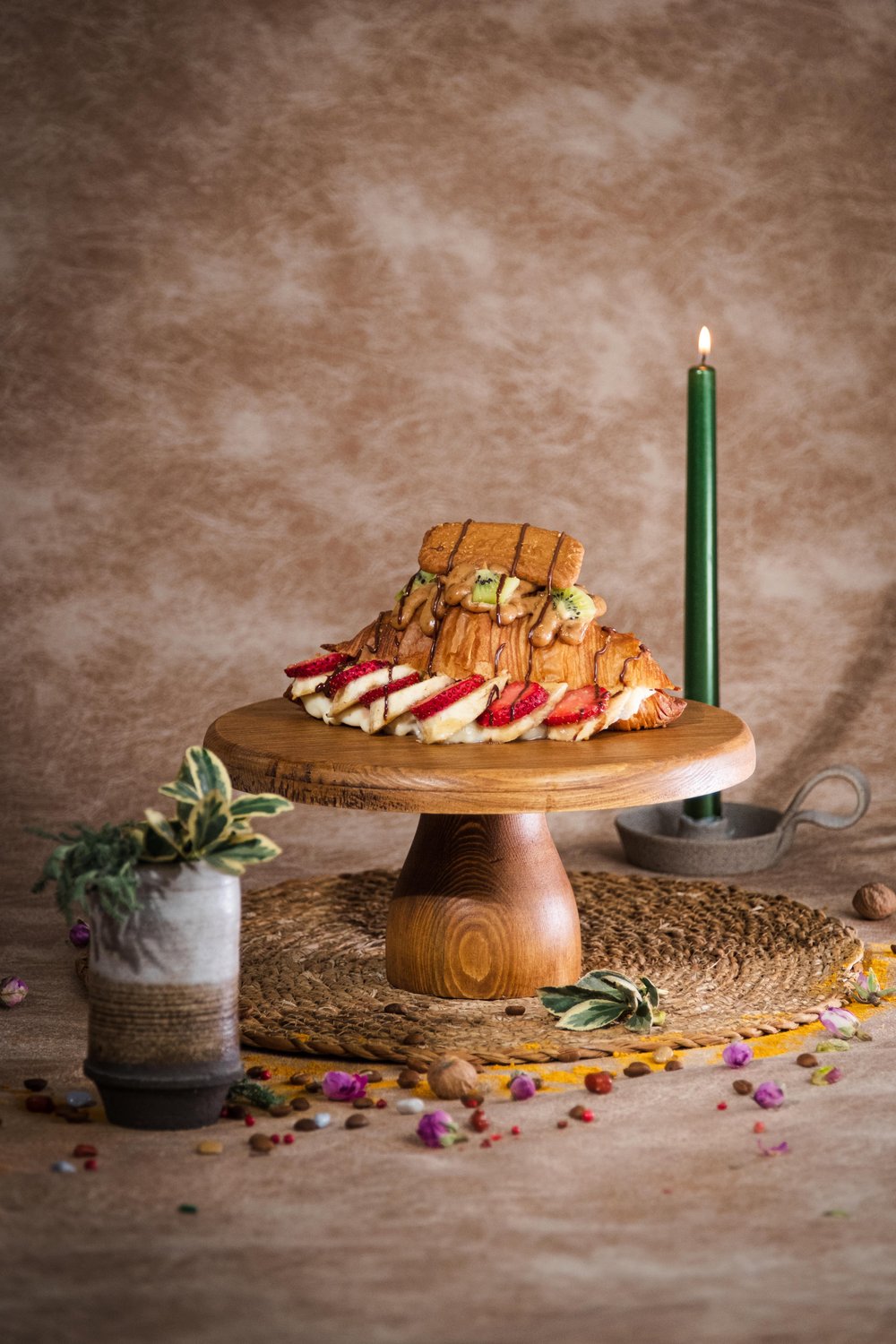 Justwood Lucca 25 Cm Ahşap 10 Cm Ayaklı Yuvarlak Pasta Sunum Servis Tabağı