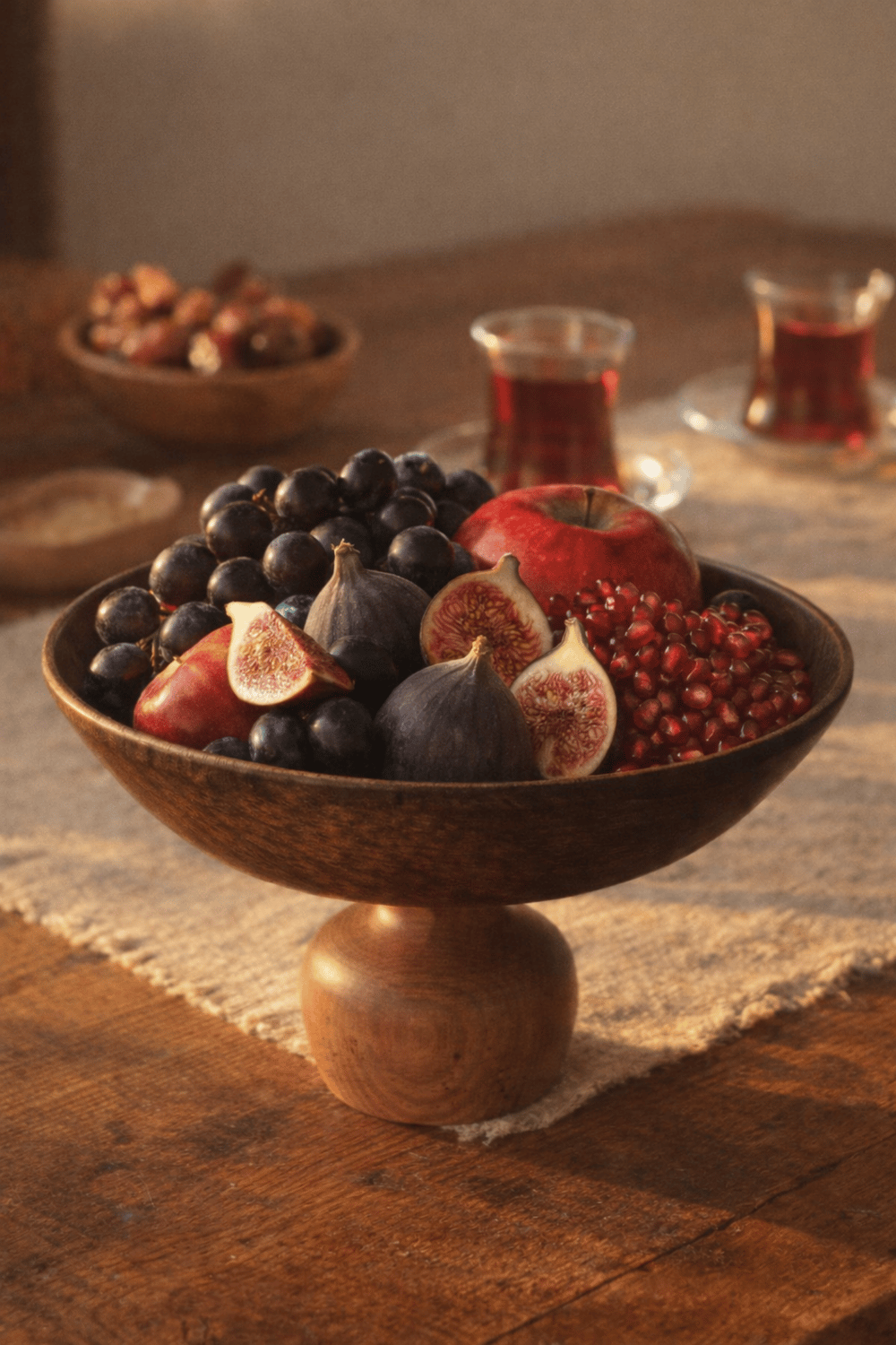 Ligna Melamin Ahşap Rölyefli 21 Cm Nar Ayaklı Salata Tabağı, Servis Tabağı, Çukur Tabak