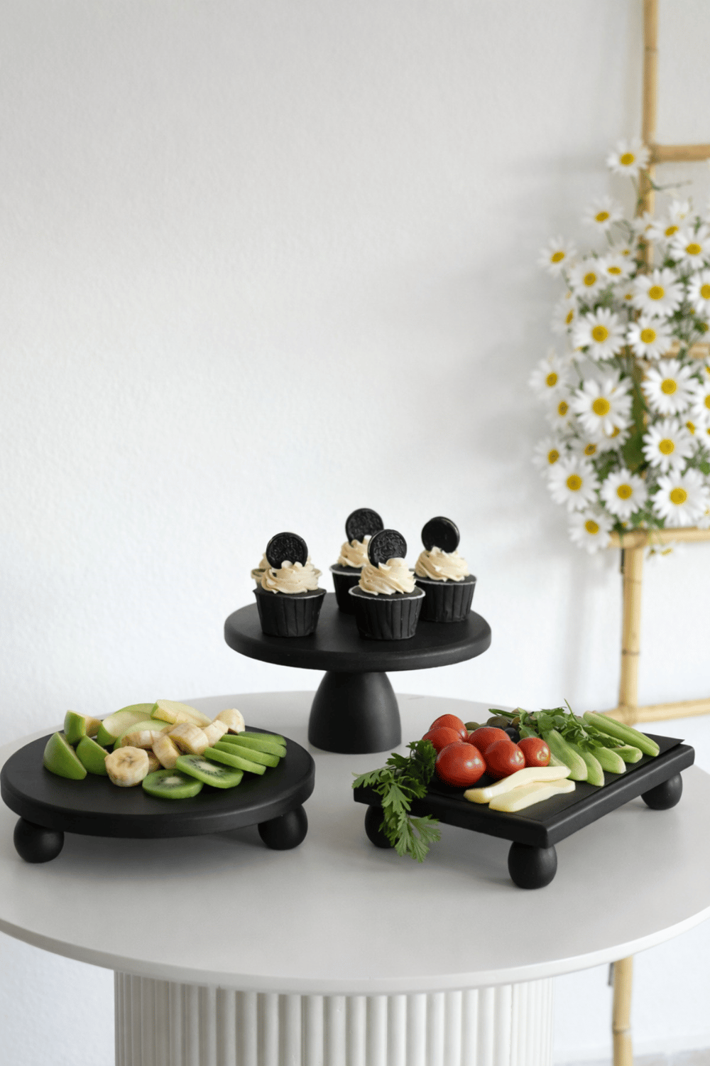 Siyah 3Lü 25 Cm Lucca Pastalık, 25 Cm Risus, 17x25 Risus Ahşap Çeyiz Seti