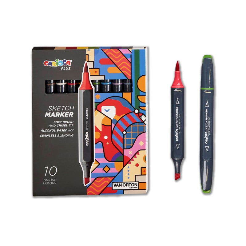 CARİOCA PLUS SKETCH MARKER ÇİFT TARAFLI ÇİZİM KALEMİ 10 RENK