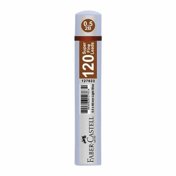 Faber-Castell Grip Min 0,5 mm 60 mm 2B 120 li Açık Mavi Kutu Kalem Ucu