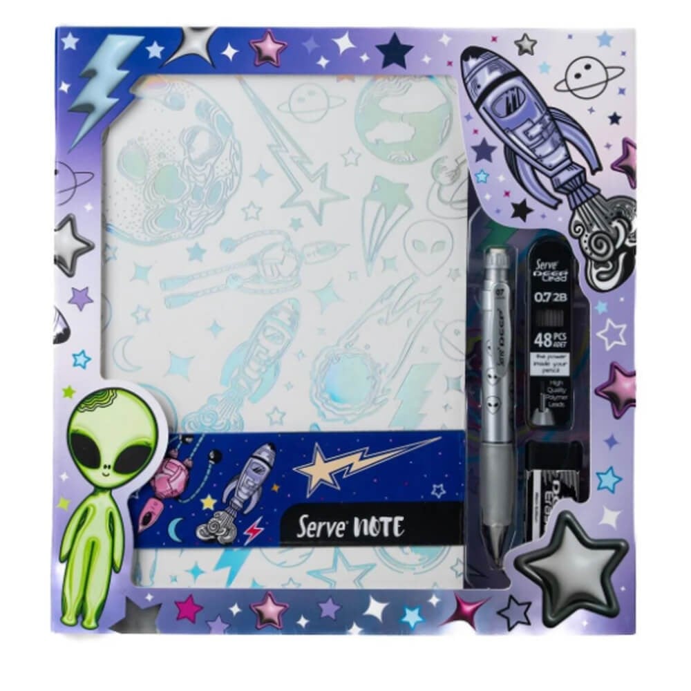 Serve Defter Seti - Uzay (Beyaz) Kutulu