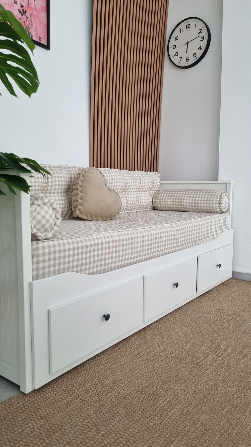 Kareli/Çizgili Kumaş El İşçilikli Divan Seti