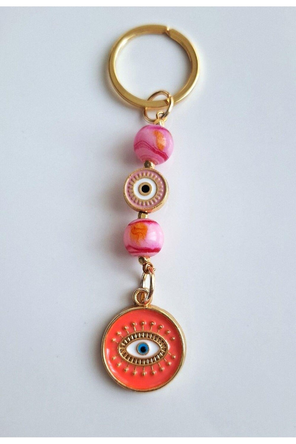 Hediyelik Pembe Boncuklu Anahtarlık 10 cm