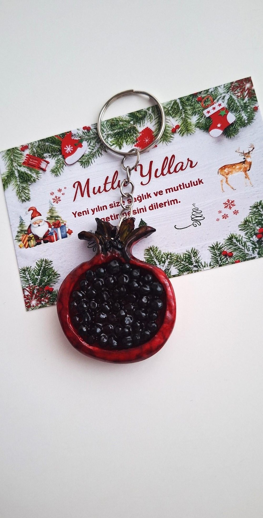 Yeni Yıl Hediyesi Bolluk Bereket Nar Anahtarlık -  9 cm 