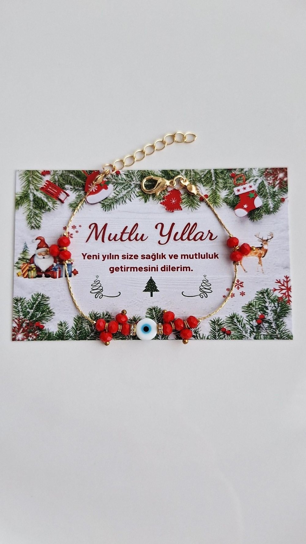 Yeni Yıl Hediyesi Kırmızı Boncuklu Bileklik 
