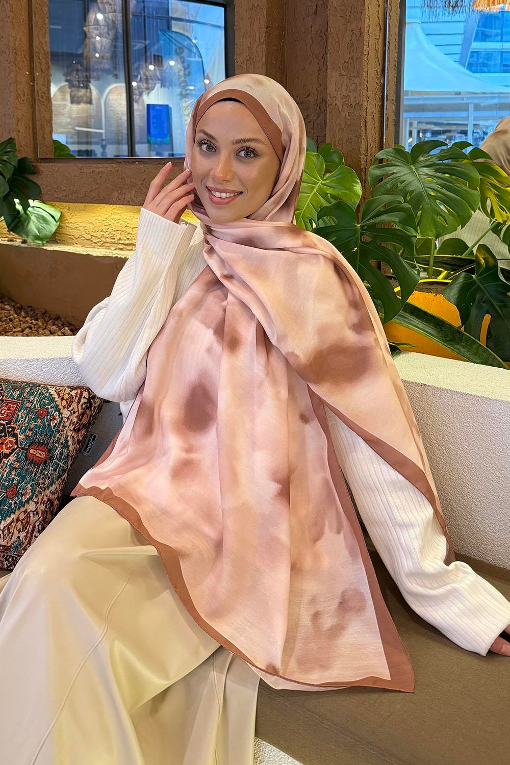 Batik Desen Soft Şal Sütlü Kahve