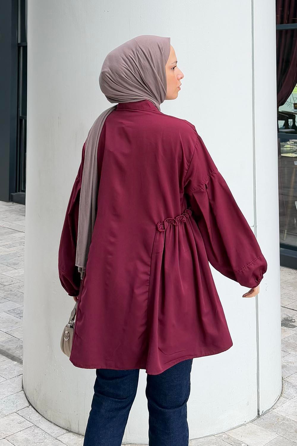 Lopez Balon Kol Tunik Bordo