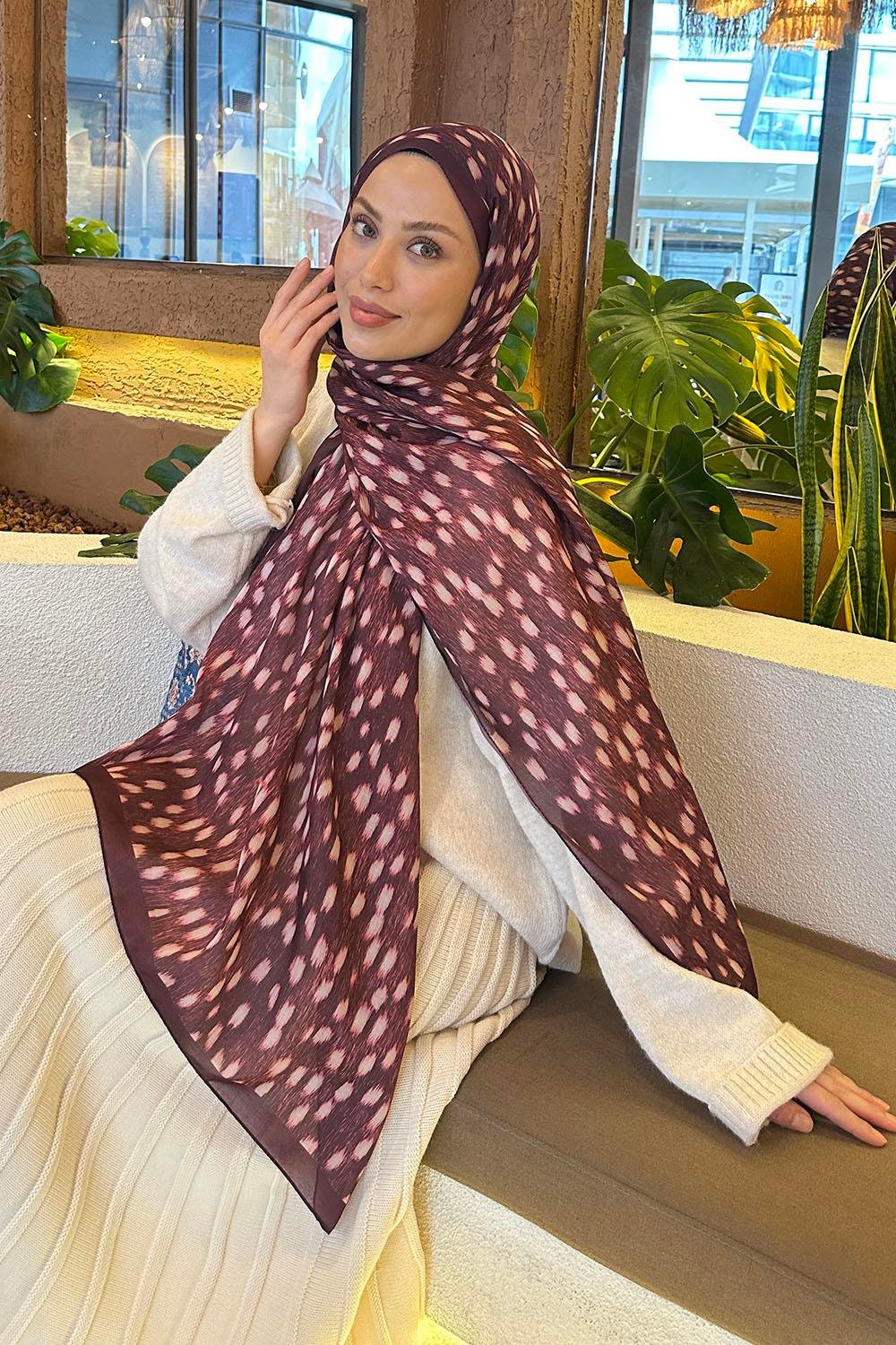 Ceylan Desen Soft Şal Bordo