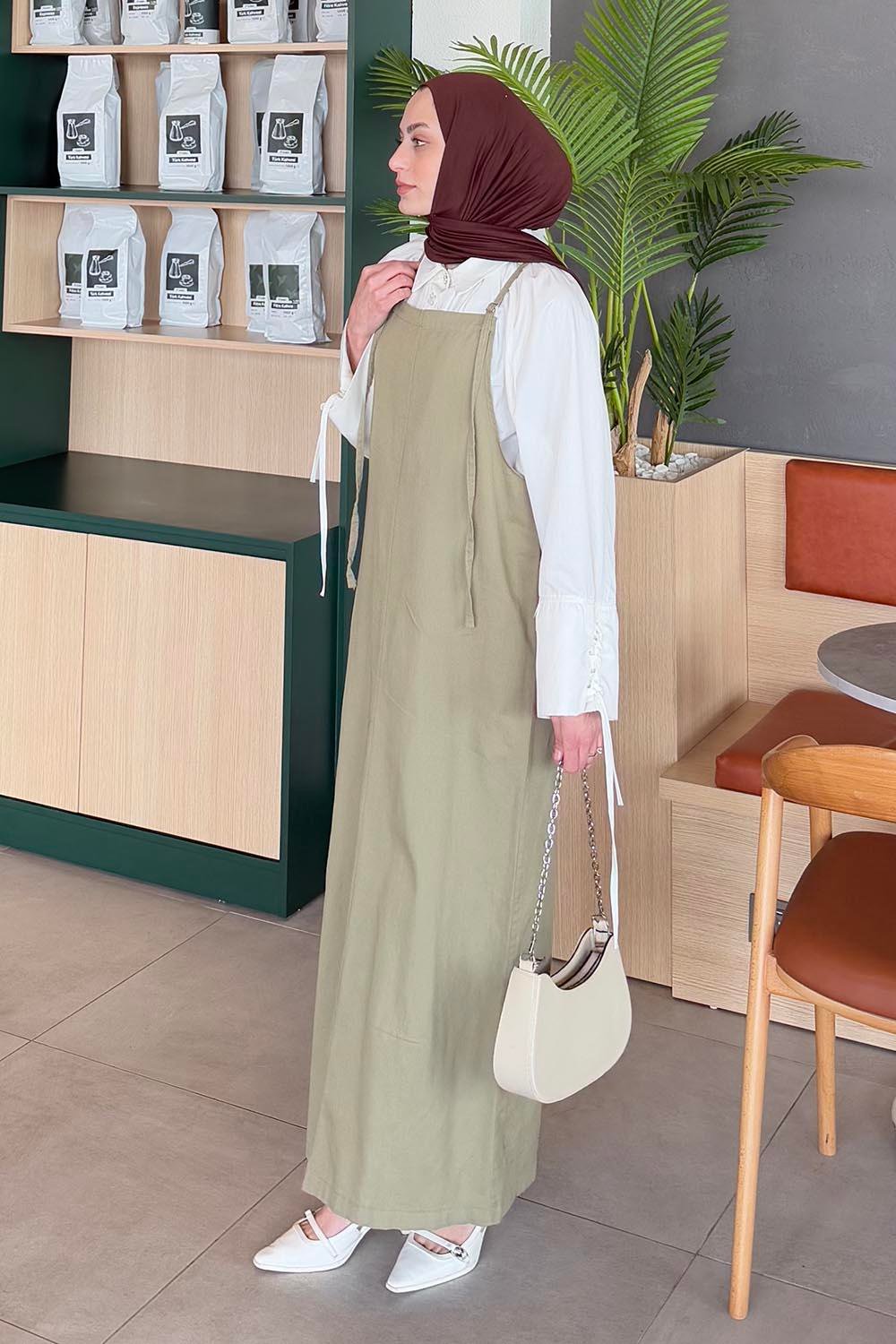 Gabardin Tesettür Jile Çağla Yeşili