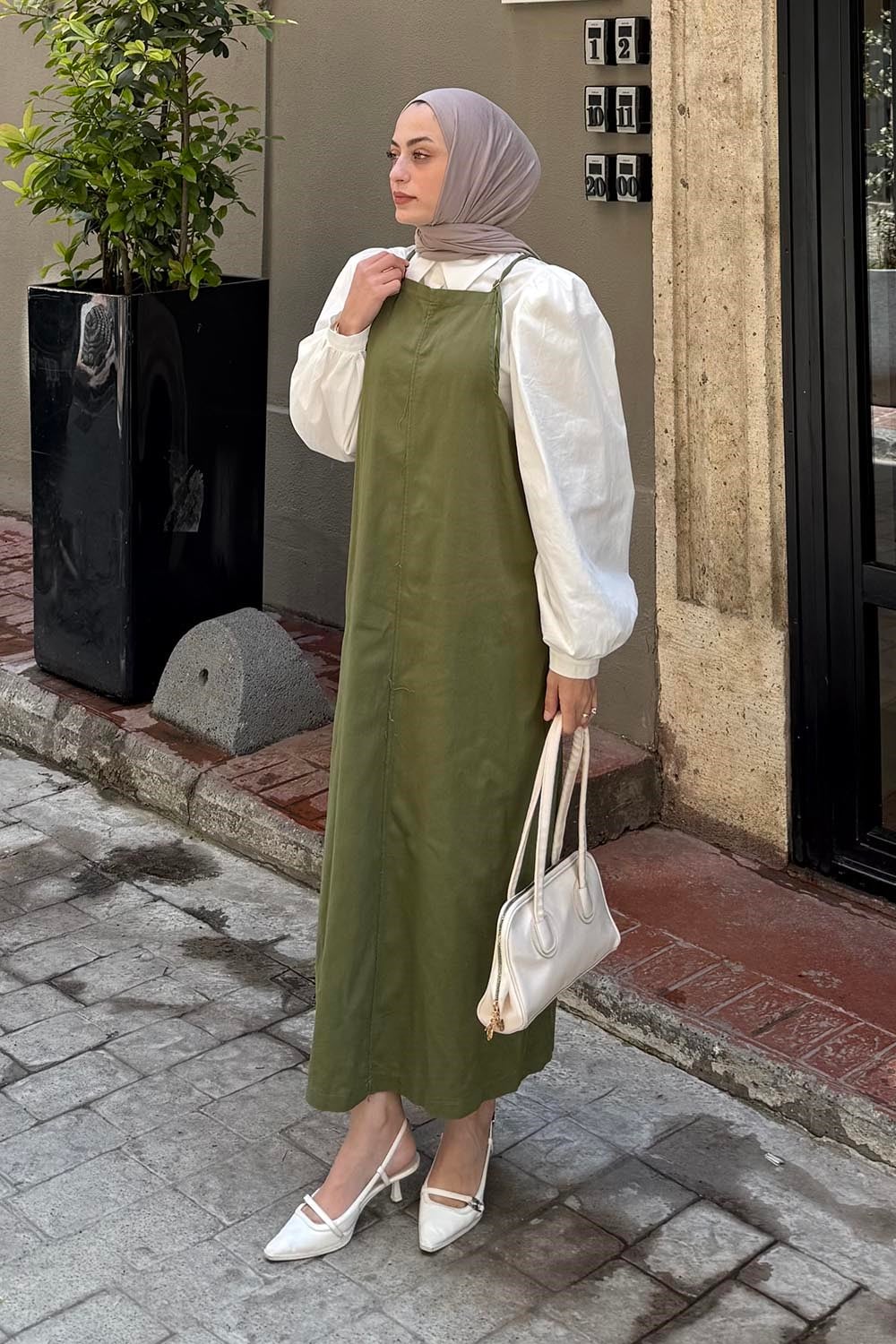 Gabardin Tesettür Jile Haki