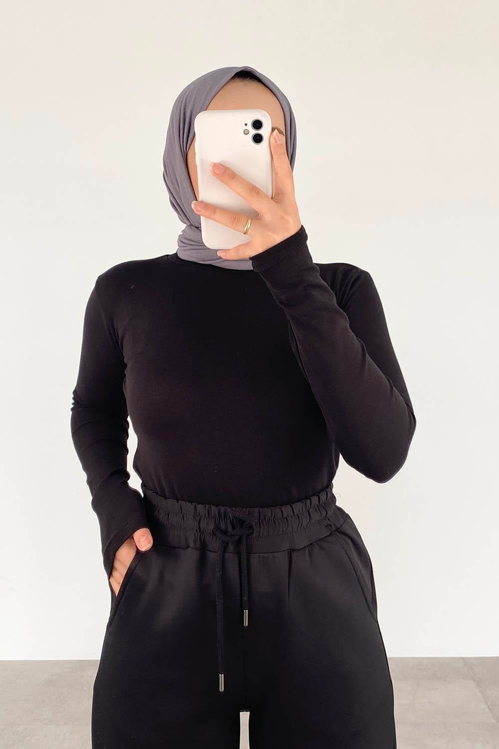 Balıkçı Yaka Fitilli Body Siyah