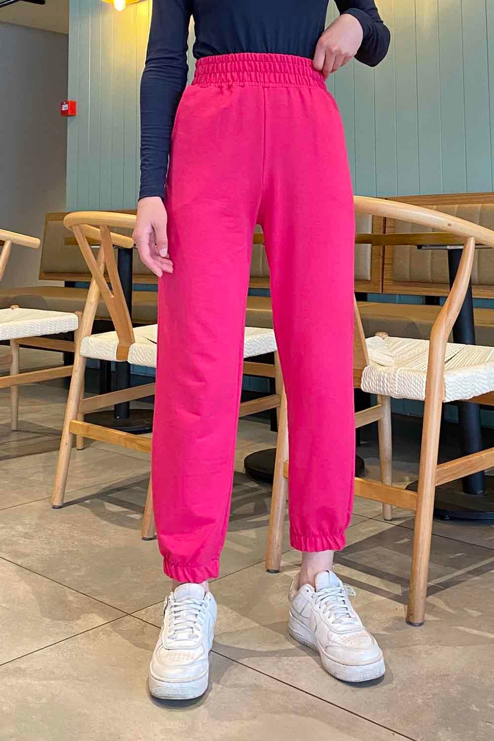 Düz Jogger Eşofman Fuşya