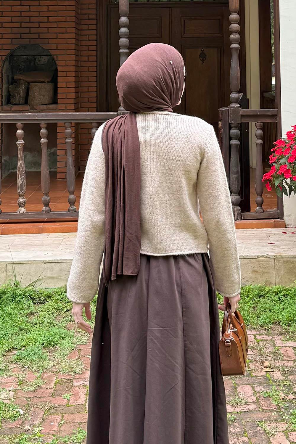 Düğme Detaylı Hırka Bej