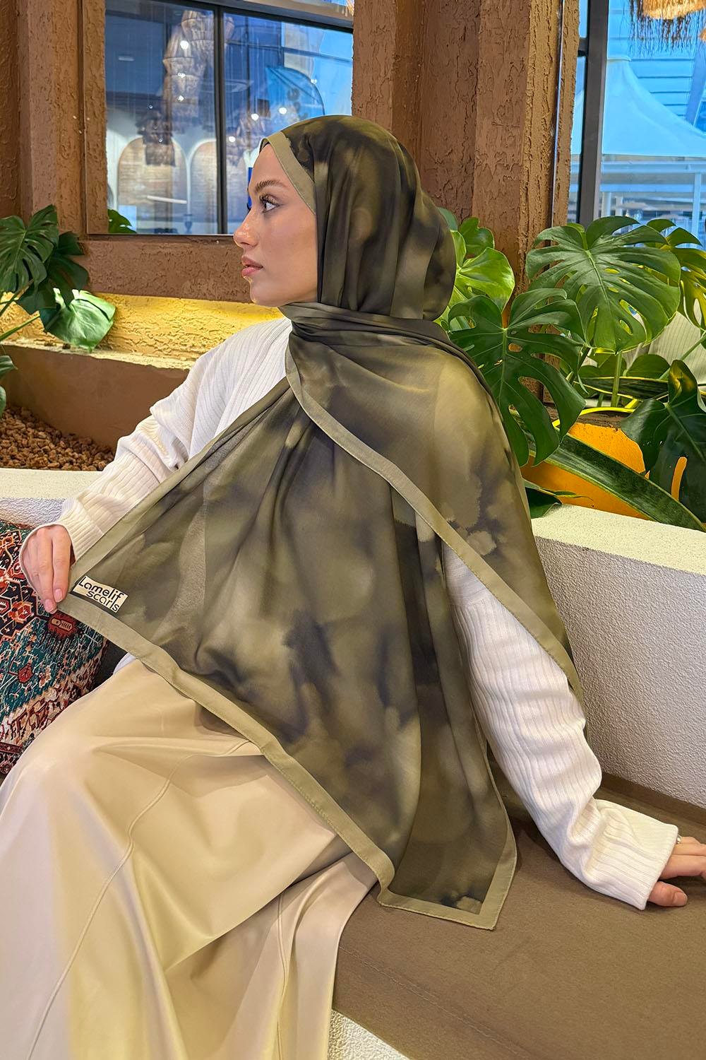 Batik Desen Soft Şal Haki
