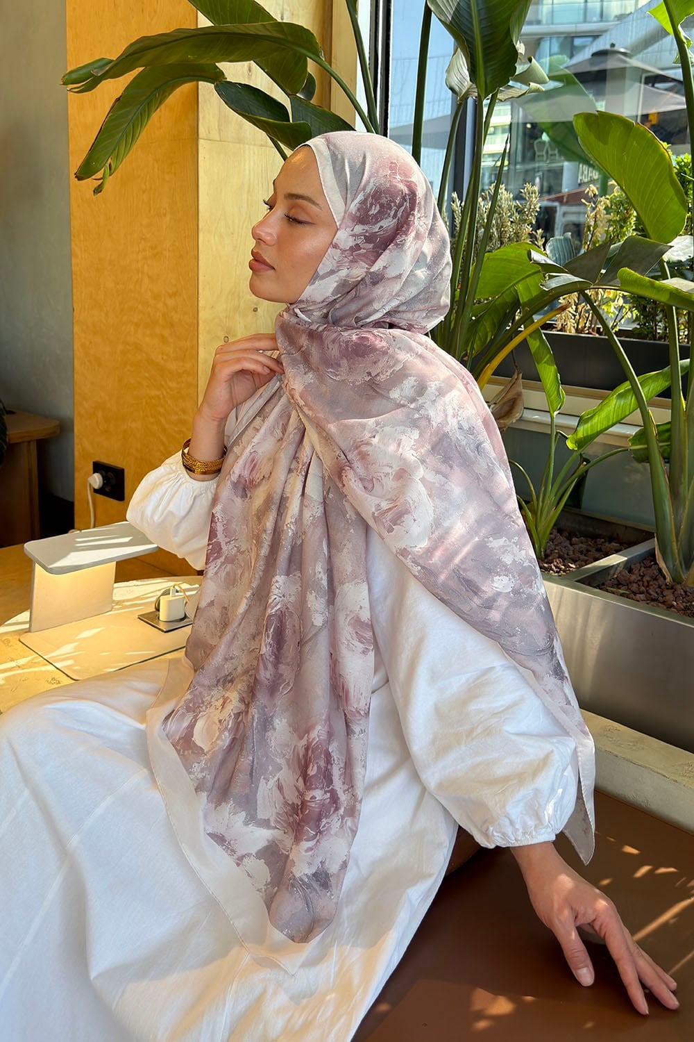 Gül Çiçek Desen Lara Soft Şal Taş