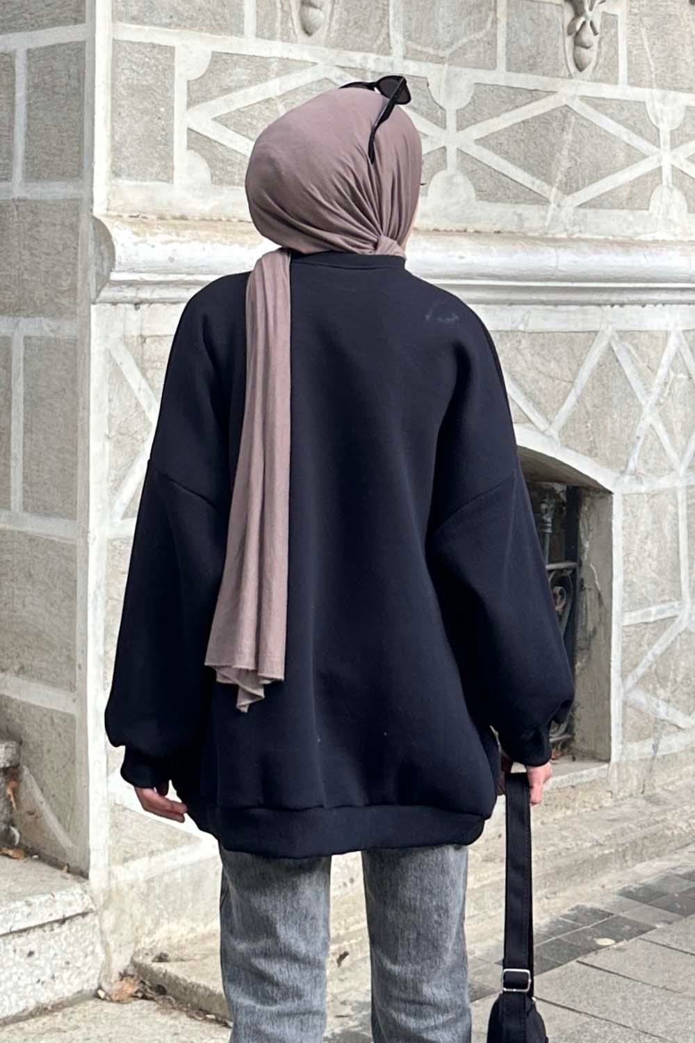 Jasmin Bisiklet Yaka Oversize Sweat Koyu lacivert