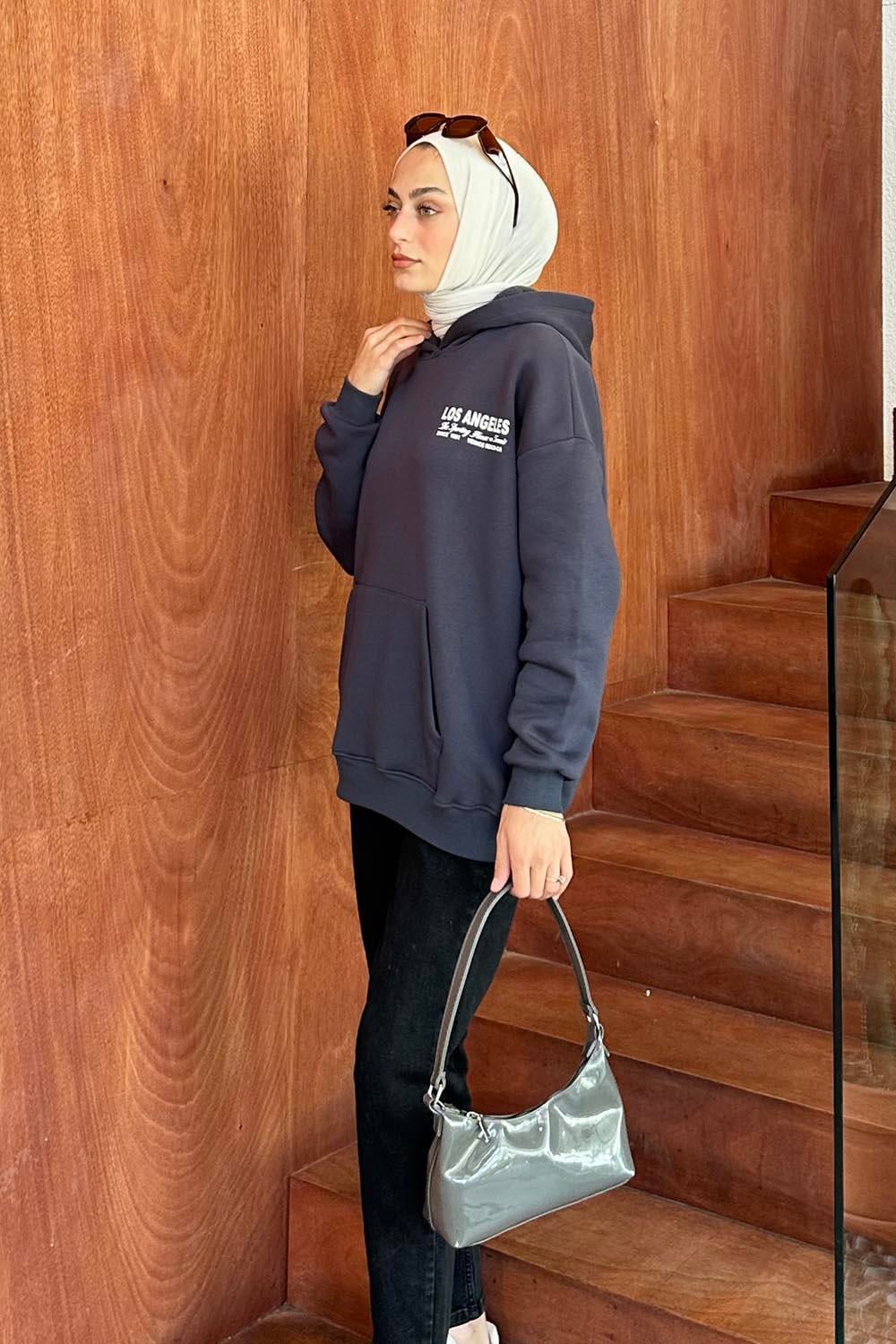 Los Angeles Baskı Detaylı  Sweat Füme