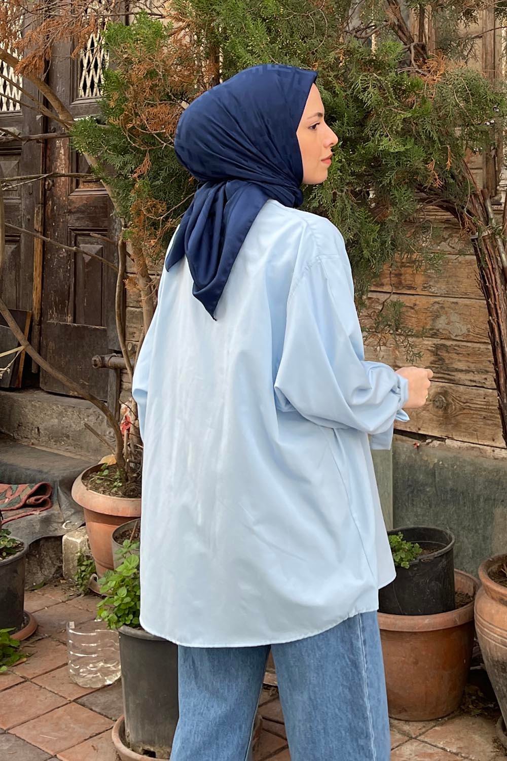 Kol Detaylı Gömlek 
Oversize Gömlek Bebe Mavisi