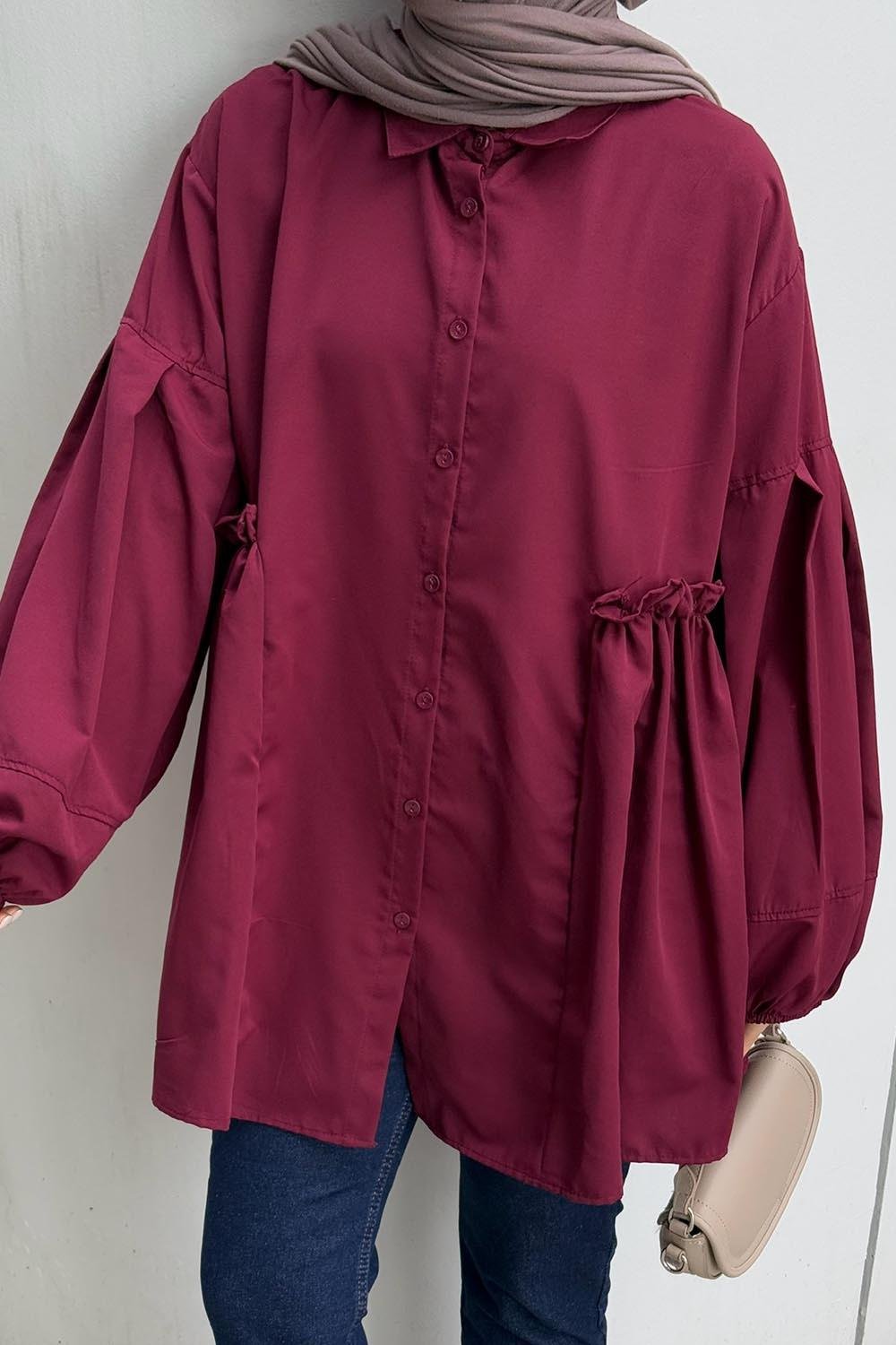 Lopez Balon Kol Tunik Bordo