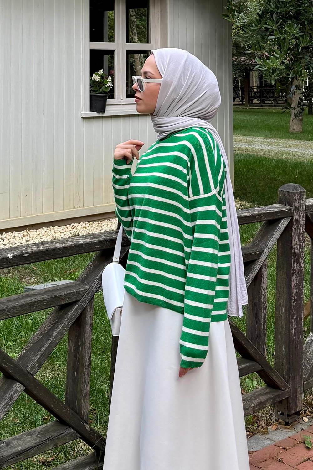 Çizgili BalIkçı Kazak Yeşil