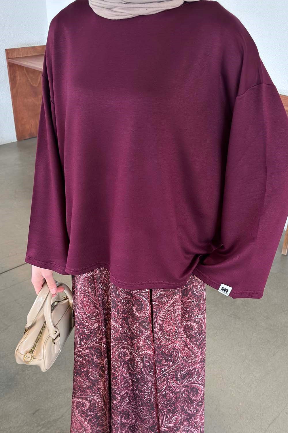 Kol Armalı Sweatshirt Mürdüm